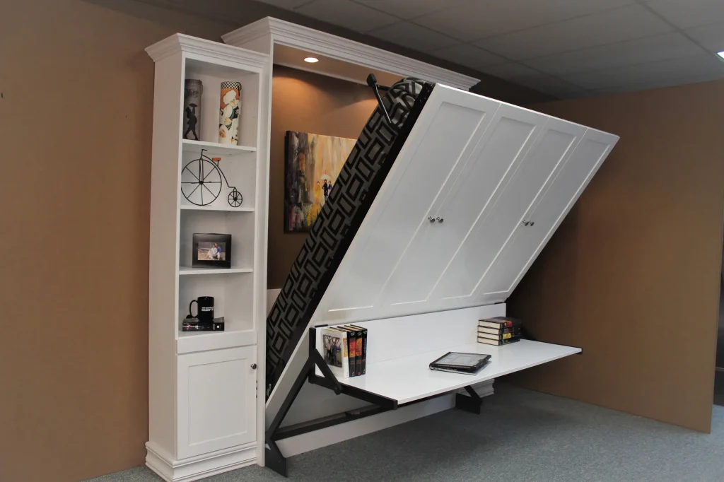 king Murphy bed with desk in a modern home