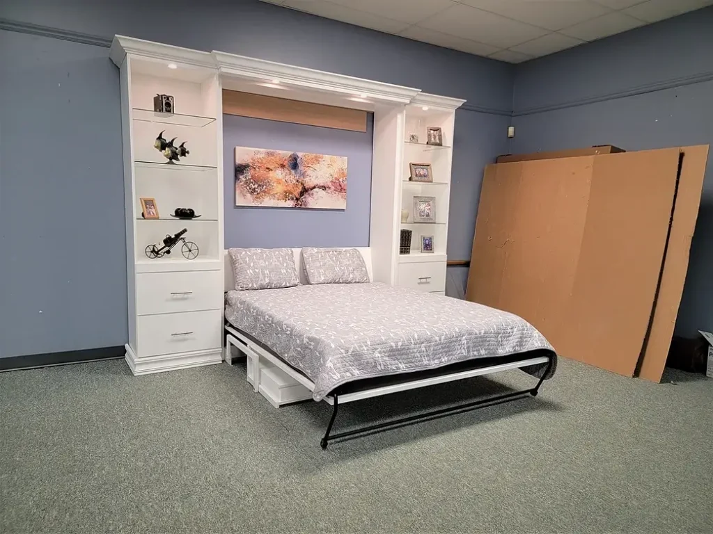 king Murphy bed with desk in a modern home